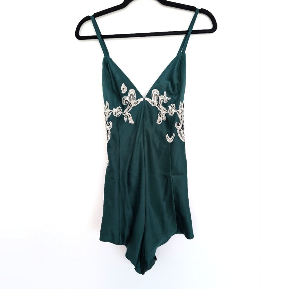 Vintage 1996 Victoria's Secret Collection Satin Lace Romper Adjustable Strap